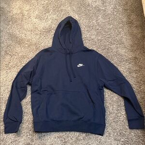 Nike Navy Blue Pullover Hoodie with White Logo